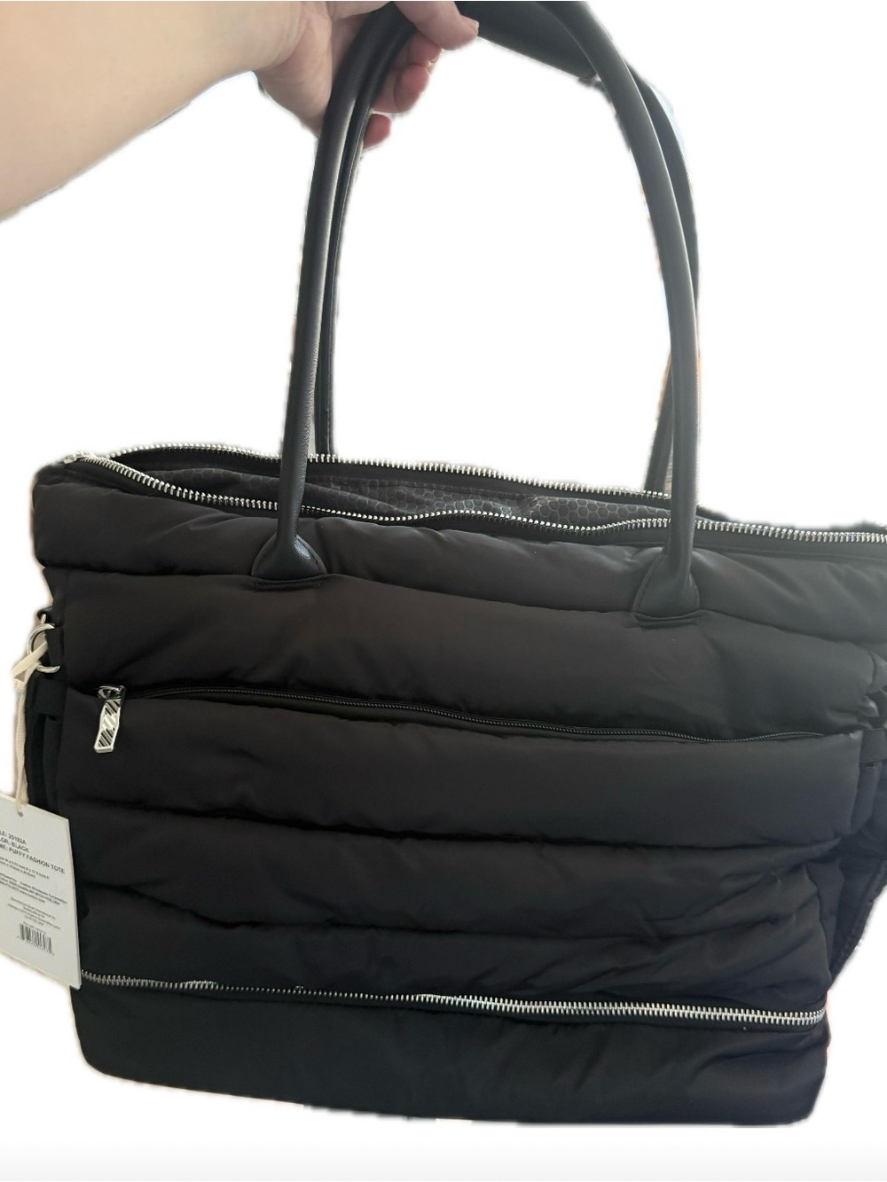 IPack Puffy Tote Black Quilted Puffer Tote Bag  - Women's Handbag